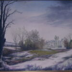 winter manor oil painting