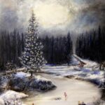 Christmas in the woods oil painting